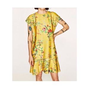 Zara combined fabric floral dress